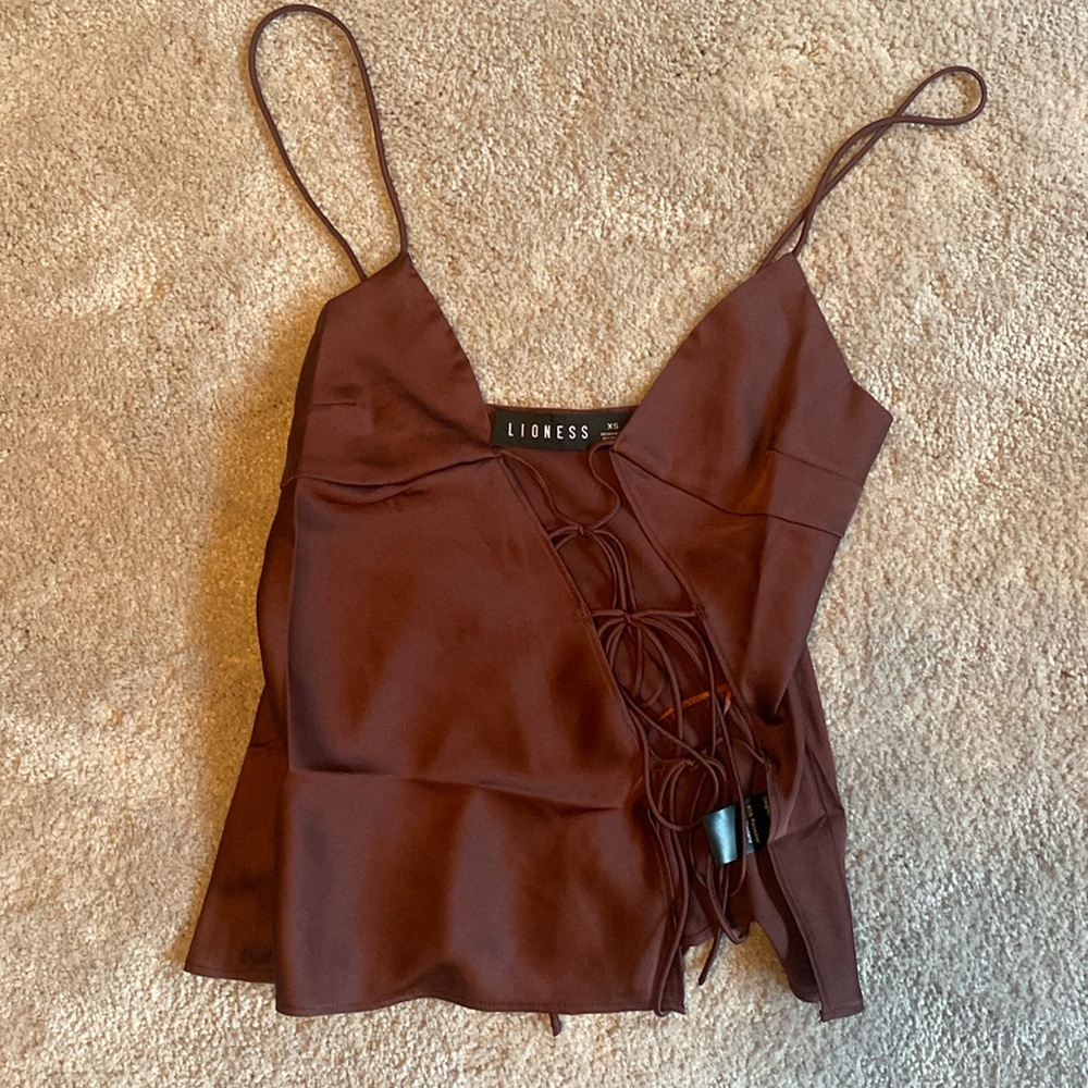 never worn princess polly mariah top brown size xs